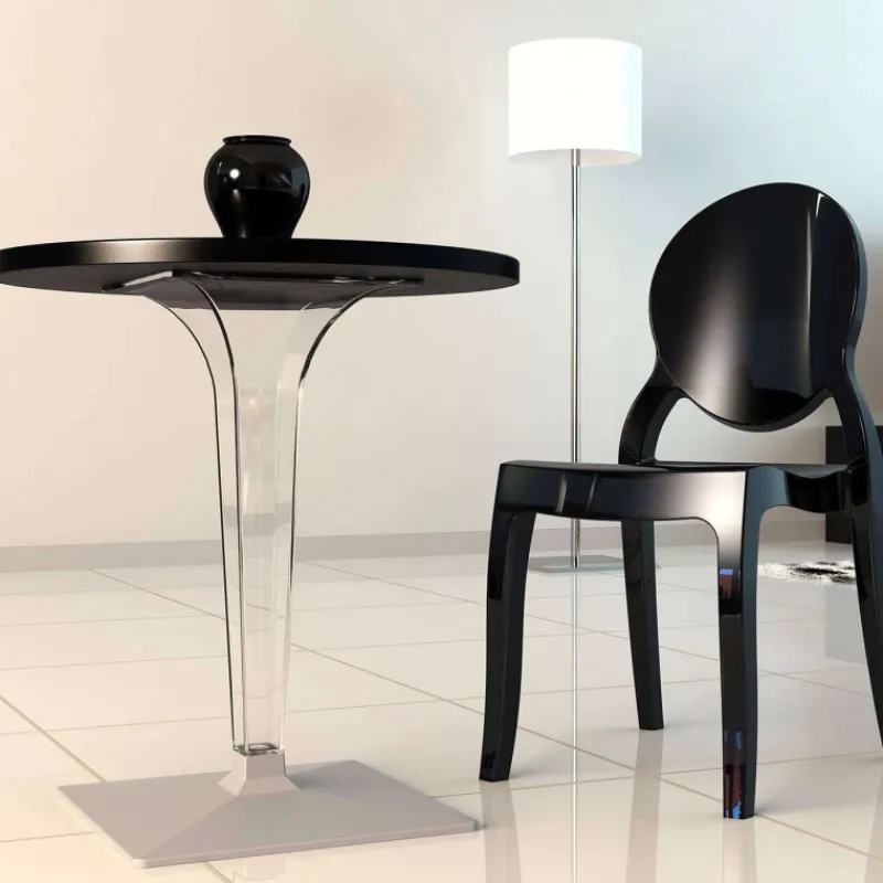 Ice Table design ronde en polycarbonate et stratifié> Table De Cuisine|Table Pour Petit Espace