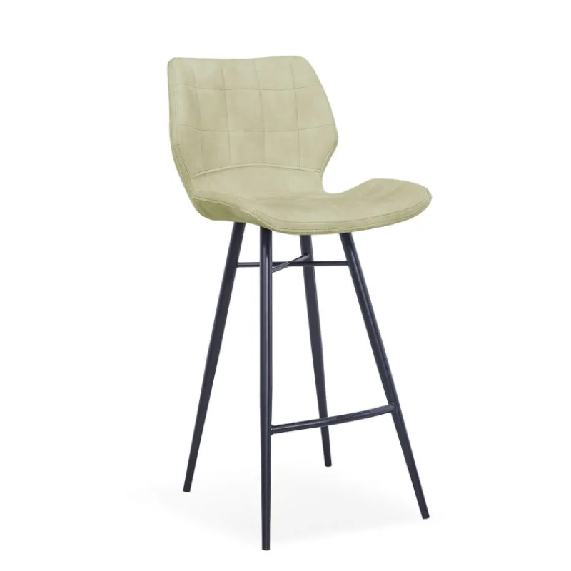 ImpiaTabouret design coque matelassée en velours et pieds en métal noir> Tabouret Snack (assise +/- 65 Cm)|Tabouret De Bar (assise +/- 80 Cm)