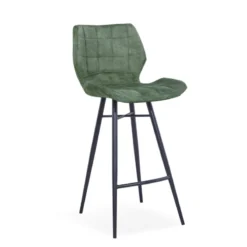 ImpiaTabouret design coque matelassée en velours et pieds en métal noir><noscript><img width=