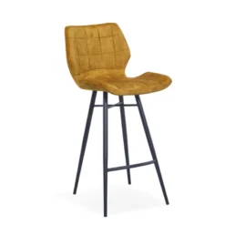 ImpiaTabouret design coque matelassée en velours et pieds en métal noir><noscript><img width=
