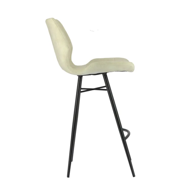 ImpiaTabouret design coque matelassée en velours et pieds en métal noir> Tabouret Snack (assise +/- 65 Cm)|Tabouret De Bar (assise +/- 80 Cm)