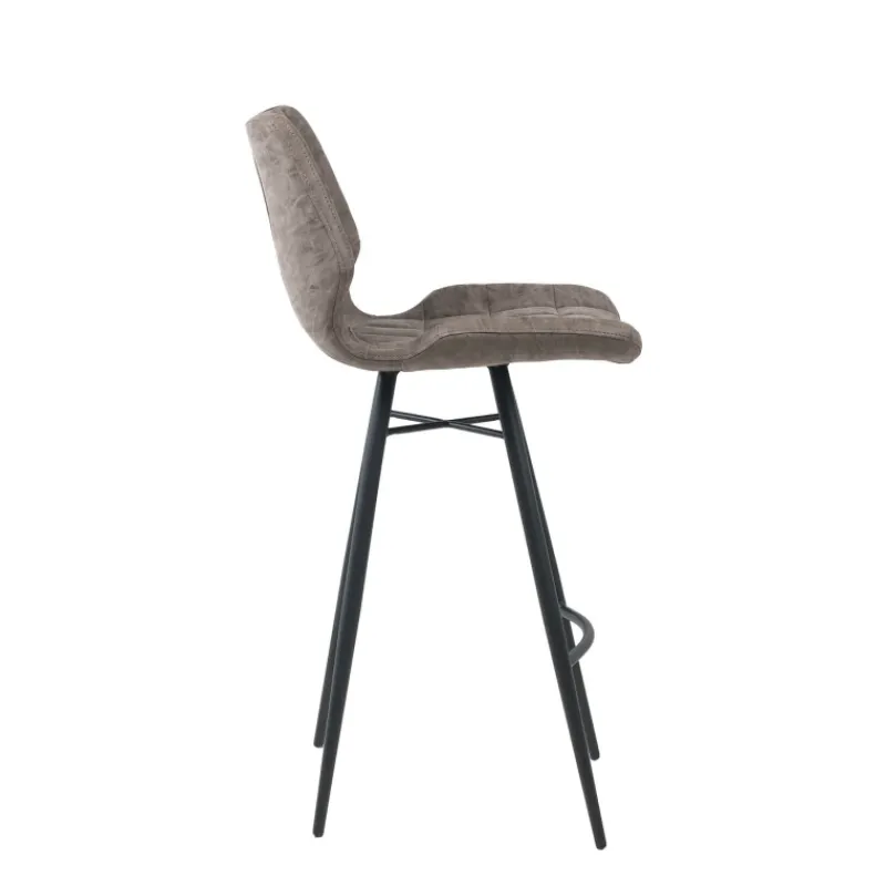 ImpiaTabouret design coque matelassée patinée et pieds en métal noir> Tabouret Snack (assise +/- 65 Cm)|Tabouret De Bar (assise +/- 80 Cm)