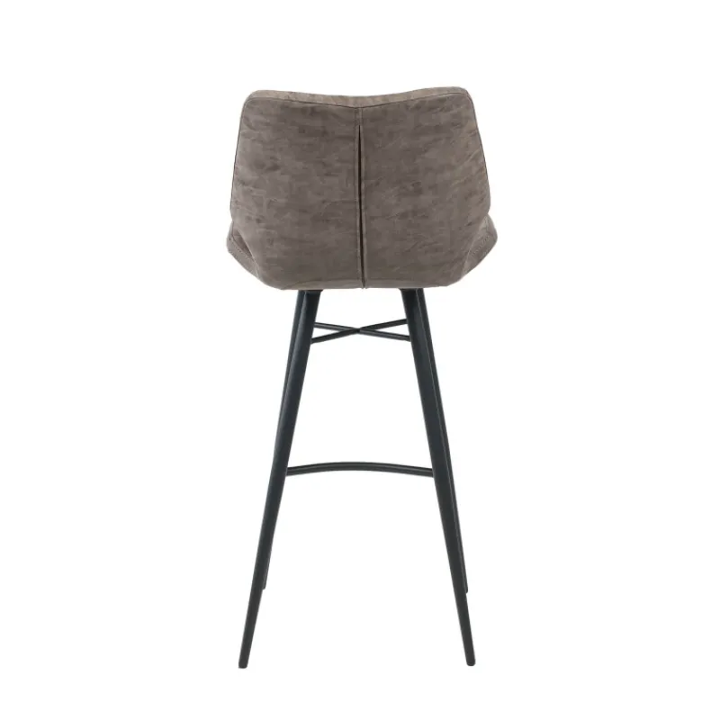 ImpiaTabouret design coque matelassée patinée et pieds en métal noir> Tabouret Snack (assise +/- 65 Cm)|Tabouret De Bar (assise +/- 80 Cm)