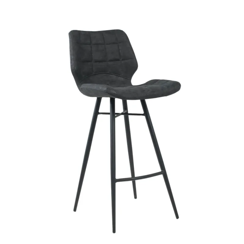 ImpiaTabouret design coque matelassée patinée et pieds en métal noir> Tabouret Snack (assise +/- 65 Cm)|Tabouret De Bar (assise +/- 80 Cm)