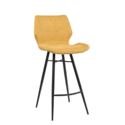 ImpiaTabouret design coque matelassée en tissu et pieds en métal noir> Tabouret Snack (assise +/- 65 Cm)|Tabouret De Bar (assise +/- 80 Cm)