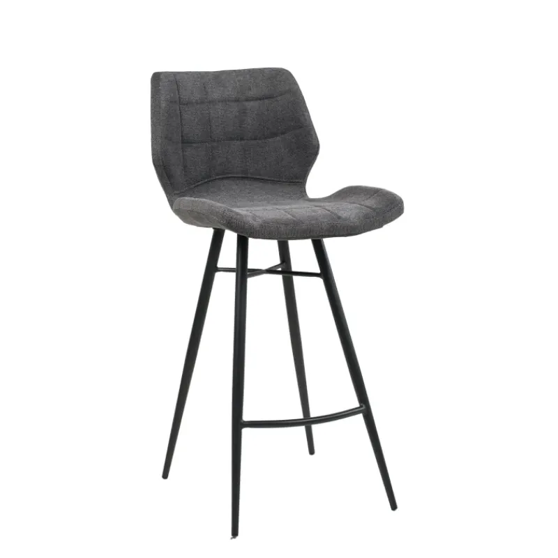 ImpiaTabouret design coque matelassée en tissu et pieds en métal noir> Tabouret Snack (assise +/- 65 Cm)|Tabouret De Bar (assise +/- 80 Cm)