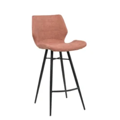 ImpiaTabouret design coque matelassée en tissu et pieds en métal noir><noscript><img width=