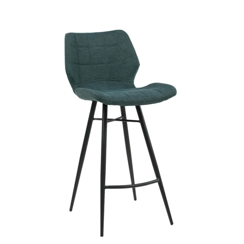 ImpiaTabouret design coque matelassée en tissu et pieds en métal noir> Tabouret Snack (assise +/- 65 Cm)|Tabouret De Bar (assise +/- 80 Cm)