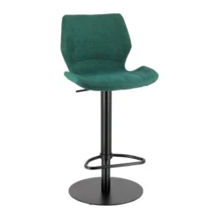 IndicaTabouret tournant et réglable coque en tissu avec pied en métal noir> Tabouret De Bar (assise +/- 80 Cm)|Tabouret Snack (assise +/- 65 Cm)