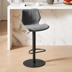 IndicaTabouret tournant et réglable coque en tissu avec pied en métal noir> Tabouret De Bar (assise +/- 80 Cm)|Tabouret Snack (assise +/- 65 Cm)