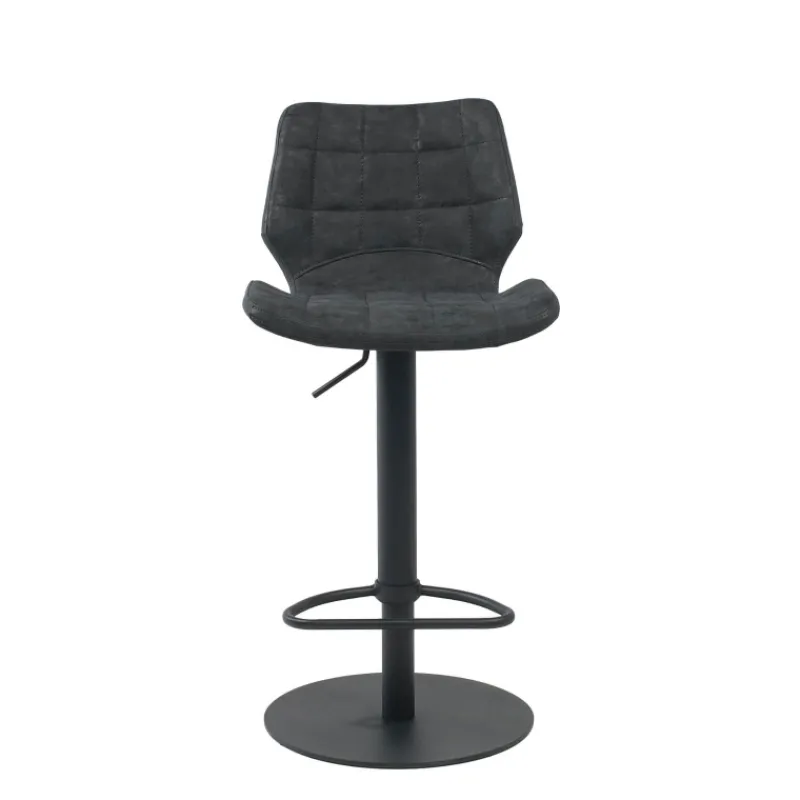 IndicaTabouret tournant et réglable coque matelassée en simili avec pied en métal noir> Tabouret Réglable En Hauteur|Tabouret Snack (assise +/- 65 Cm)