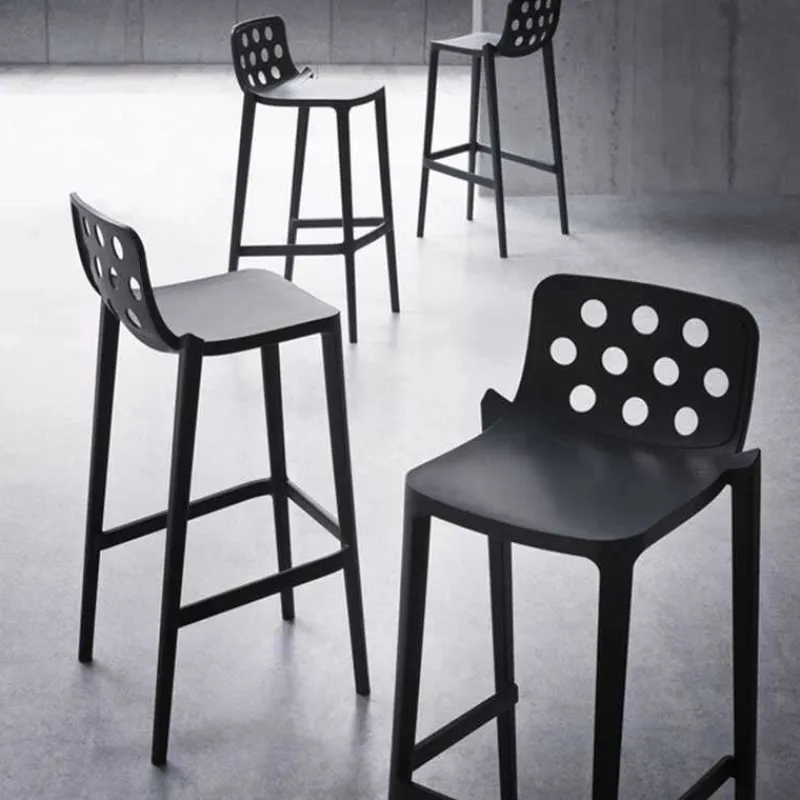 Isidoro Tabouret de bar d'extérieur moderne empilable avec dossier ronds ajourés> Tabouret De Bar (assise +/- 80 Cm)