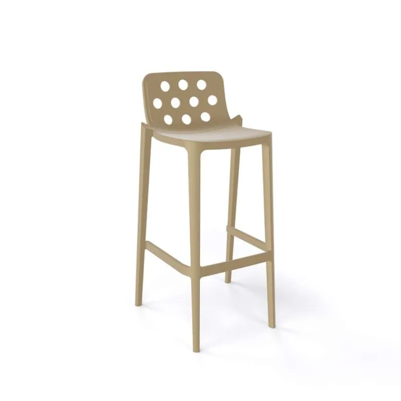 Isidoro Tabouret de bar d'extérieur moderne empilable avec dossier ronds ajourés> Tabouret De Bar (assise +/- 80 Cm)