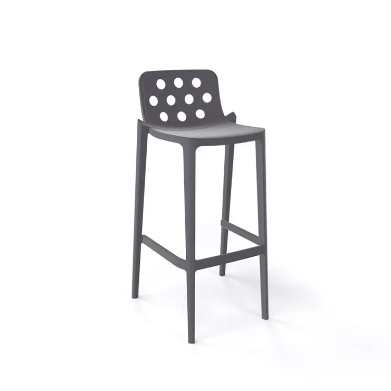 Isidoro Tabouret de bar d'extérieur moderne empilable avec dossier ronds ajourés> Tabouret De Bar (assise +/- 80 Cm)