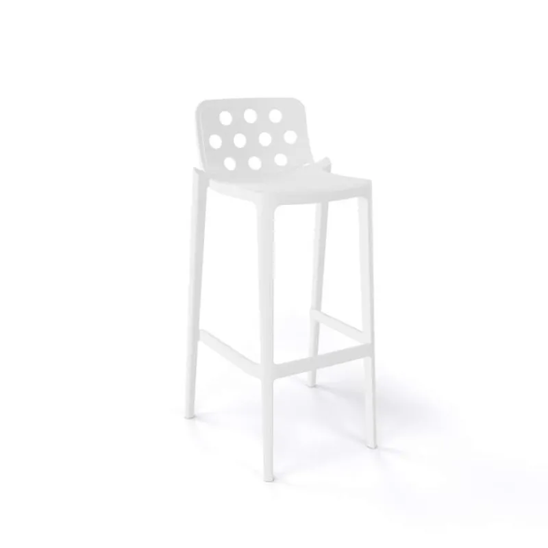 Isidoro Tabouret de bar d'extérieur moderne empilable avec dossier ronds ajourés> Tabouret De Bar (assise +/- 80 Cm)