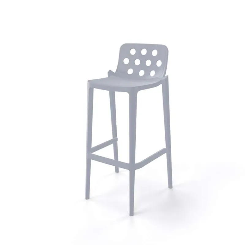 Isidoro Tabouret de bar moderne empilable avec dossier ronds ajourés> Tabouret De Bar (assise +/- 80 Cm)