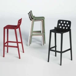 Isidoro Tabouret de bar moderne empilable avec dossier ronds ajourés><noscript><img width=