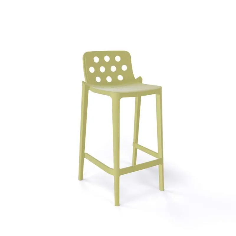 Isidoro Tabouret snack moderne empilable avec dossier ronds ajourés> Tabouret Snack (assise +/- 65 Cm)|Tabouret De Bar (assise +/- 80 Cm)