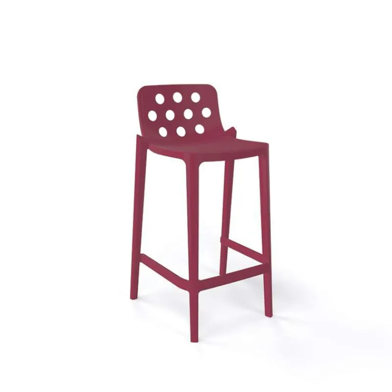 Isidoro Tabouret snack moderne empilable avec dossier ronds ajourés> Tabouret Snack (assise +/- 65 Cm)|Tabouret De Bar (assise +/- 80 Cm)