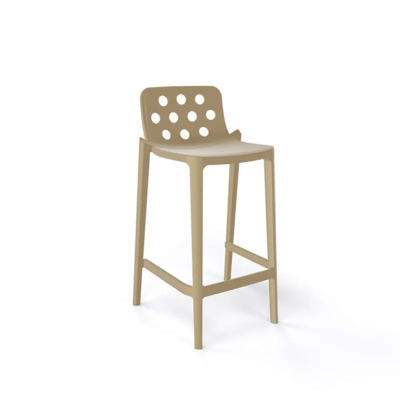Isidoro Tabouret snack moderne empilable avec dossier ronds ajourés> Tabouret Snack (assise +/- 65 Cm)|Tabouret De Bar (assise +/- 80 Cm)