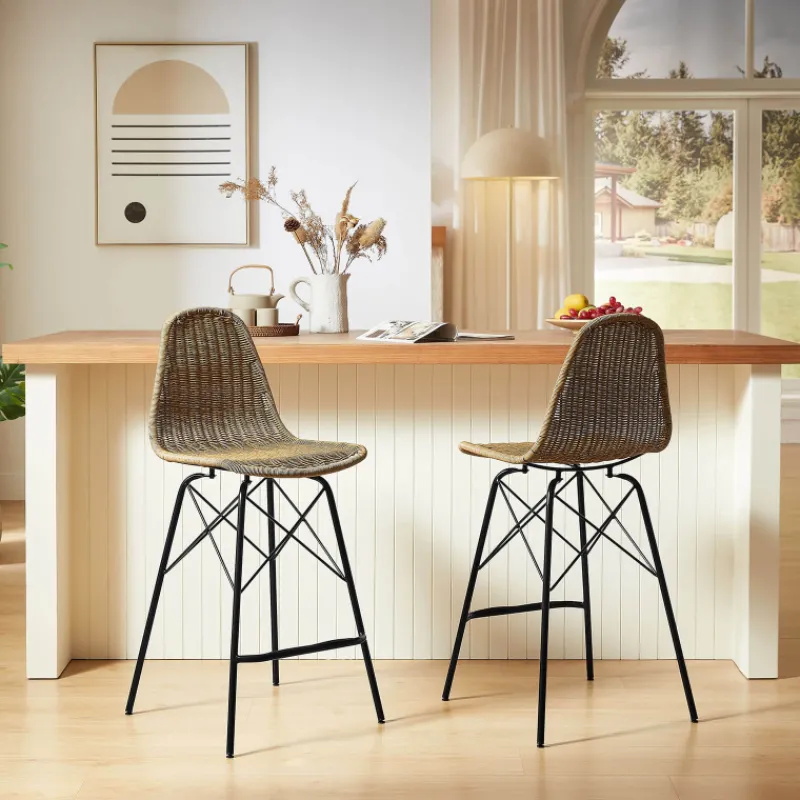 JavaTabouret tressé ethnique avec pieds Eiffel> Tabouret Snack (assise +/- 65 Cm)|Tabouret De Bar (assise +/- 80 Cm)