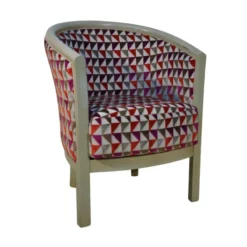 Paget Julien Fauteuil tonneau pour salon fabrication française en tissu et bois massif><noscript><img width=