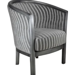 Paget Julien Fauteuil tonneau pour salon fabrication française en tissu et bois massif><noscript><img width=