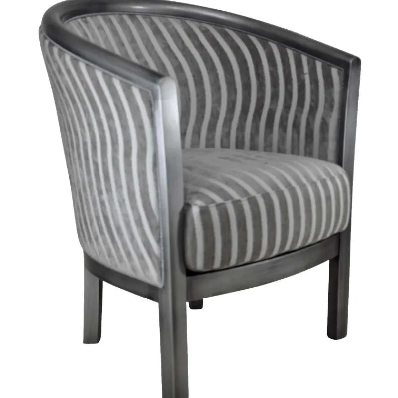 Paget Julien Fauteuil tonneau pour salon fabrication française en tissu et bois massif> Fauteuil De Salon