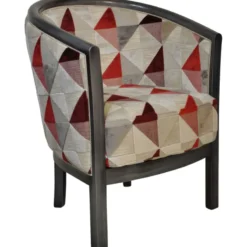 Paget Julien Fauteuil tonneau pour salon fabrication française en tissu et bois massif><noscript><img width=