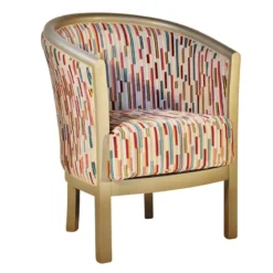 Paget Julien Fauteuil tonneau pour salon fabrication française en tissu et bois massif><noscript><img width=