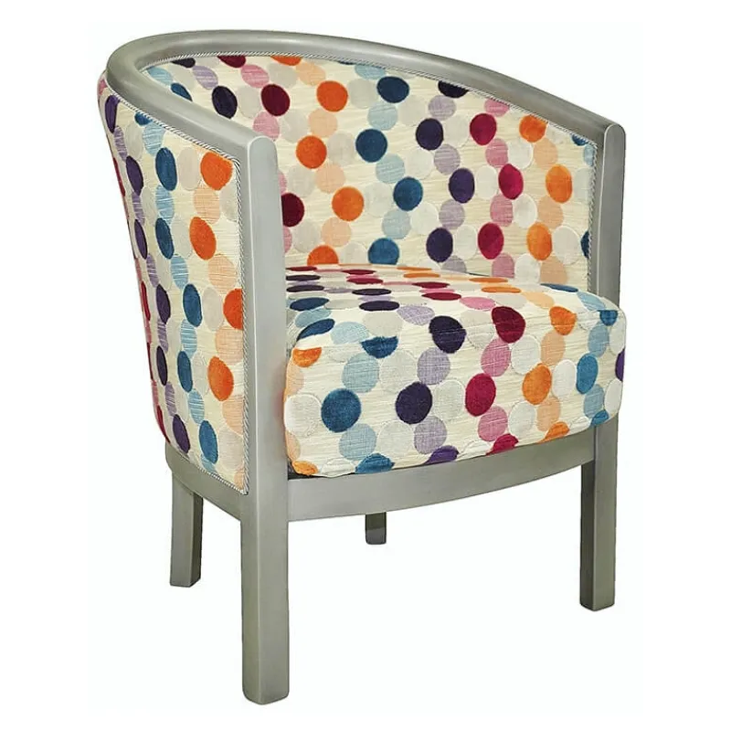 Paget Julien Fauteuil tonneau pour salon fabrication française en tissu et bois massif> Fauteuil De Salon