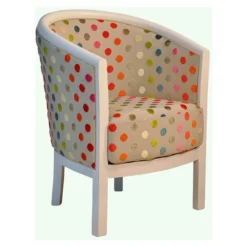 Paget Julien Fauteuil tonneau pour salon fabrication française en tissu et bois massif><noscript><img width=