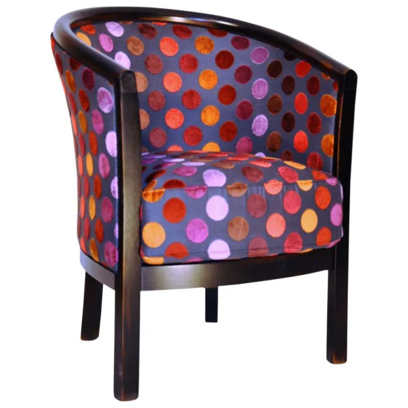 Paget Julien Fauteuil tonneau pour salon fabrication française en tissu et bois massif> Fauteuil De Salon
