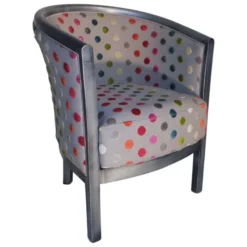 Paget Julien Fauteuil tonneau pour salon fabrication française en tissu et bois massif><noscript><img width=