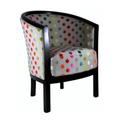 Paget Julien Fauteuil tonneau pour salon fabrication française en tissu et bois massif><noscript><img width=