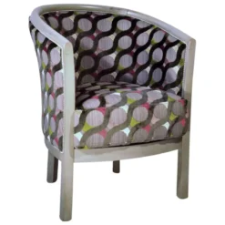Paget Julien Fauteuil tonneau pour salon fabrication française en tissu et bois massif><noscript><img width=