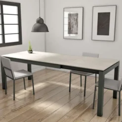 Cancio Lakera Table en Dekton rectangulaire extensible avec pieds en métal> Table De Cuisine|Table De Salle à Manger
