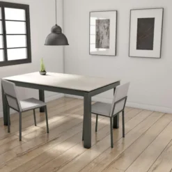 Cancio Lakera Table en Dekton rectangulaire extensible avec pieds en métal><noscript><img width=