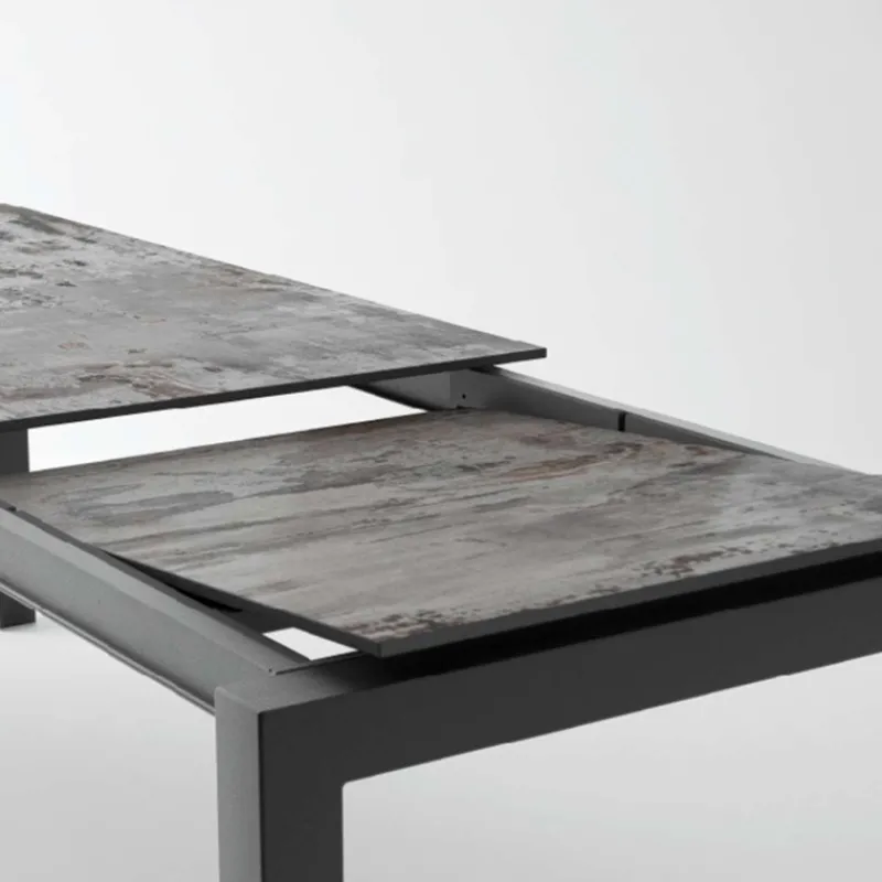 Cancio Lakera Table en Dekton rectangulaire extensible avec pieds en métal> Table De Cuisine|Table De Salle à Manger