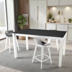 Cancio Lakera Table snack en Dekton rectangulaire extensible avec pieds en métal> Table De Cuisine