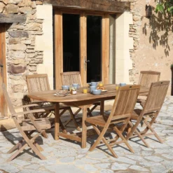 Medicis LandryTable de jardin ovale en teck extensible> Table De Jardin