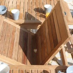 Medicis LandryTable de jardin ovale en teck extensible><noscript><img width=