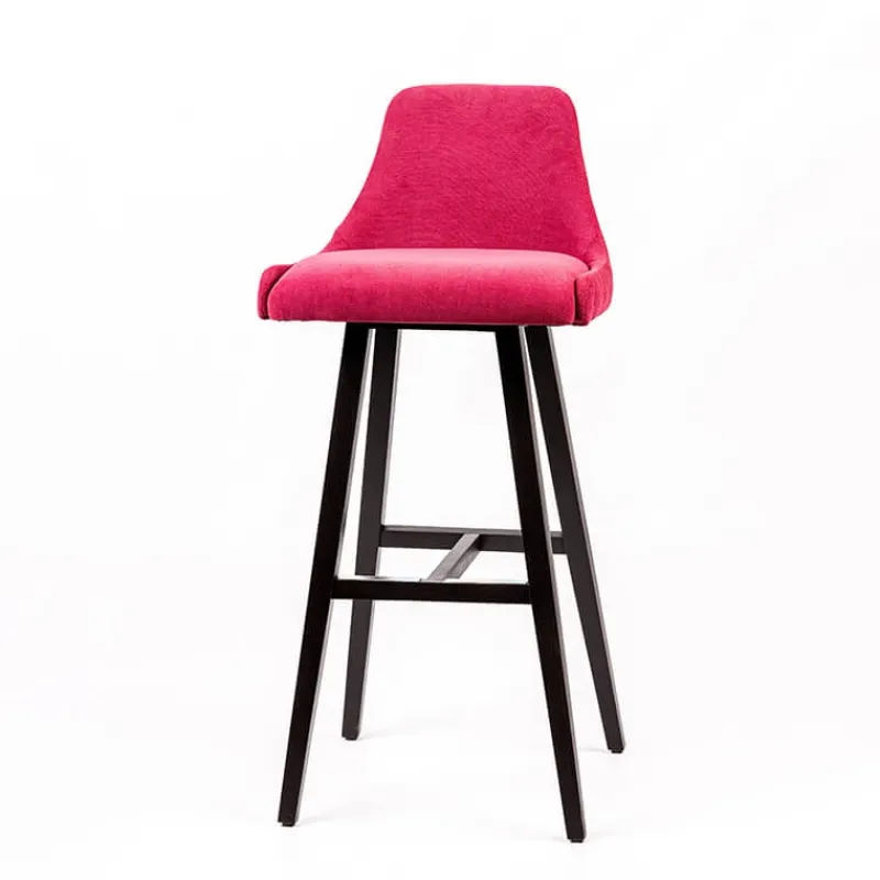Sessio Lars diamant Tabouret de bar en tissu dos matelassé pieds bois> Tabouret De Bar (assise +/- 80 Cm)