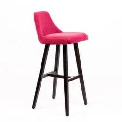 Sessio Lars diamant Tabouret de bar en tissu dos matelassé pieds bois><noscript><img width=