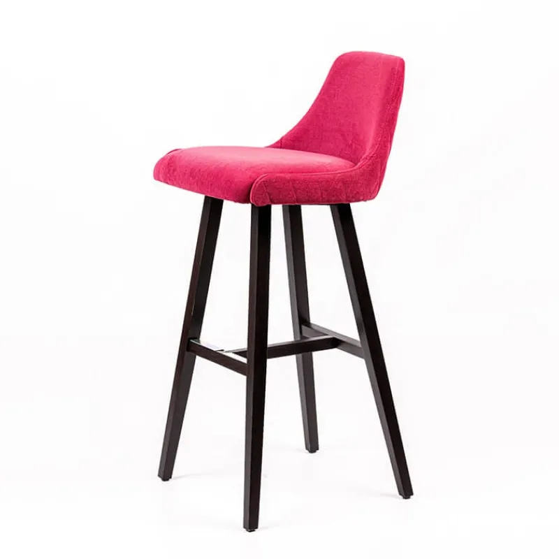 Sessio Lars diamant Tabouret de bar en tissu dos matelassé pieds bois> Tabouret De Bar (assise +/- 80 Cm)