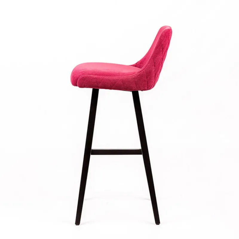 Sessio Lars diamant Tabouret de bar en tissu dos matelassé pieds bois> Tabouret De Bar (assise +/- 80 Cm)