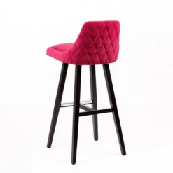 Sessio Lars diamant Tabouret de bar en tissu dos matelassé pieds bois><noscript><img width=