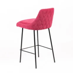Sessio Lars diamant Tabouret snack en tissu dossier matelassé pieds en métal><noscript><img width=