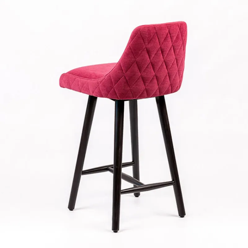 Sessio Lars diamant Tabouret snack matelassé en tissu et pieds en bois> Tabouret Snack (assise +/- 65 Cm)|Tabouret De Bar (assise +/- 80 Cm)