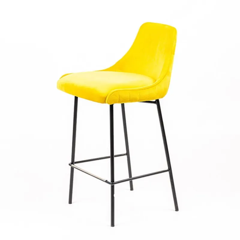 Sessio Lars line Tabouret snack dos matelassé en tissu et pieds métal> Tabouret Snack (assise +/- 65 Cm)|Tabouret De Bar (assise +/- 80 Cm)